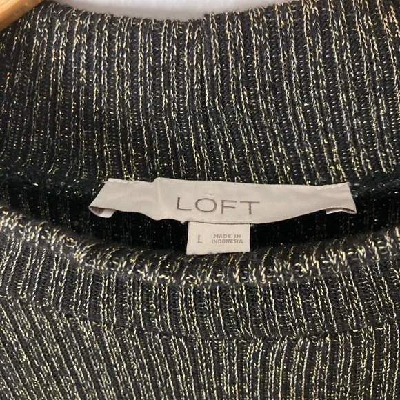 Women’s LOFT Black and Gold Sweater Size Large - Picture 4 of 10